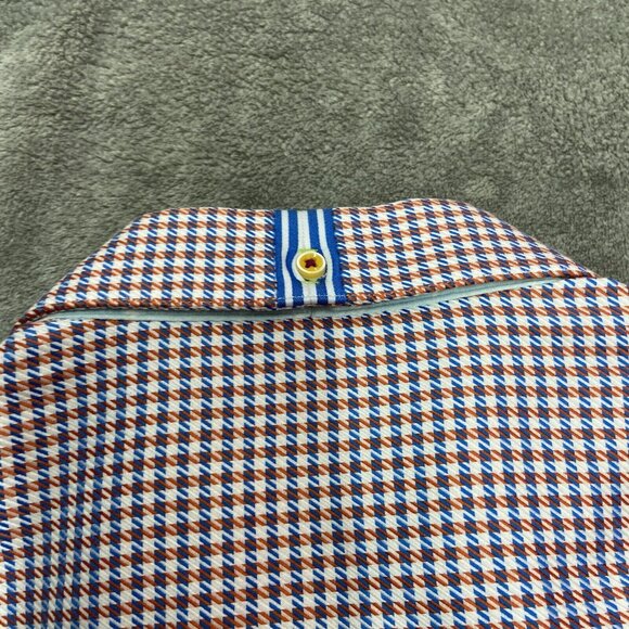 Robert Graham Button Up Shirt Mens Large Flip Cuff Houndstooth Long Sleeve - Picture 11 of 16